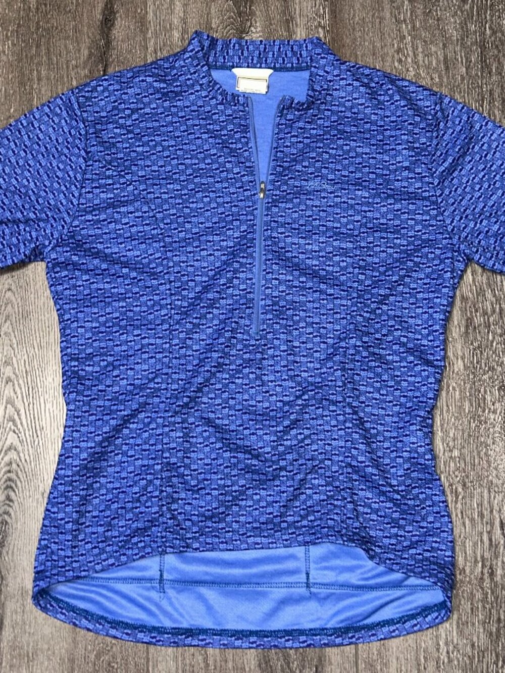 L. L. Bean Running Top Women's Large Short Sleeve Blue Zipper Pocket Active Dry